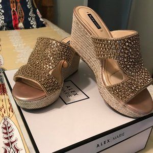 Alex Marie Rose Gold Wedges 7.5M